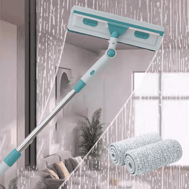 TEMU Window Cleaner With 2 Microfiber Cloths, 180° Rotatable, Adjustable Telescopic Handle, 1-1.7m X 0.