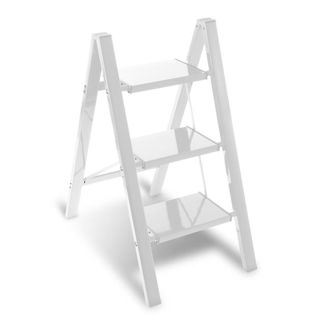TEMU Escalera de 3 Peldaños, Escalera Plegable de Aluminio , Taburete Portátil con Peldaños Antideslizantes y Ancho, para Hogar, Oficina, Cocina, Capacidad de Carga de 150 kg,