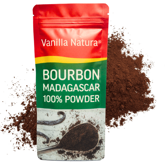 TEMU 40g • Bourbon-Vanillepulver aus Madagaskar • 100% gemahlene Vanilleschoten • Premium-Qualität Vanillepulver • Lange Haltbarkeit • Prestige-Auswahl von Vanilla Natura