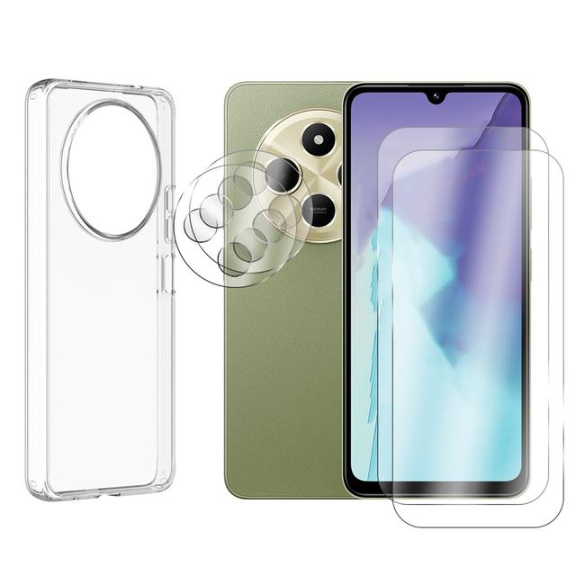 TEMU Protection totale pour Xiaomi Redmi 14C 4G 6.88": 2 verre trempé , 2 verre camera, coque transparente -