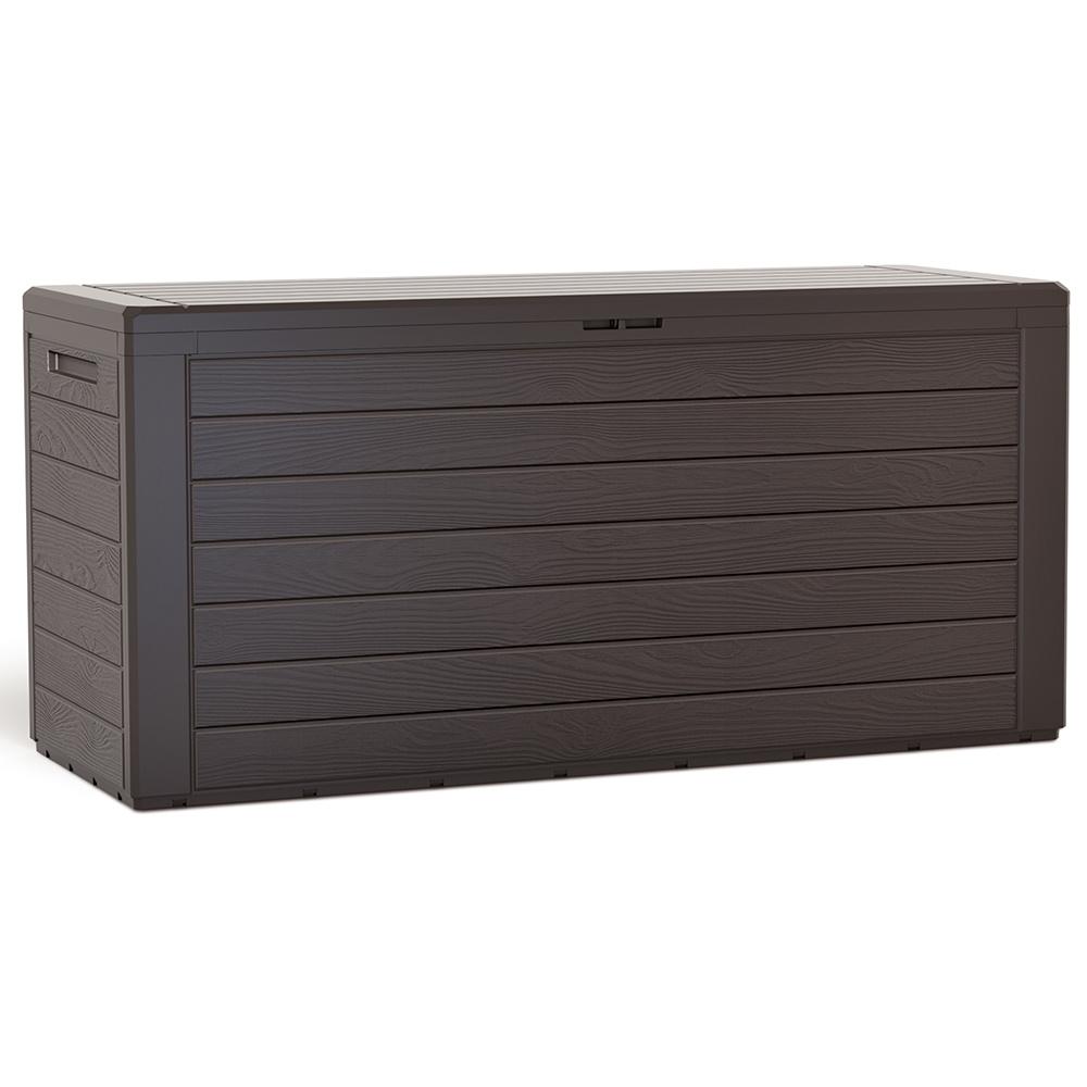 TEMU Scatola di stoccaggio da giardino VOUNOT resistente alle intemperie e ai UV, bloccabile in polipropilene, extra grande 280L, 116x44x55 pollici (290x17,3x21,7 pollici)