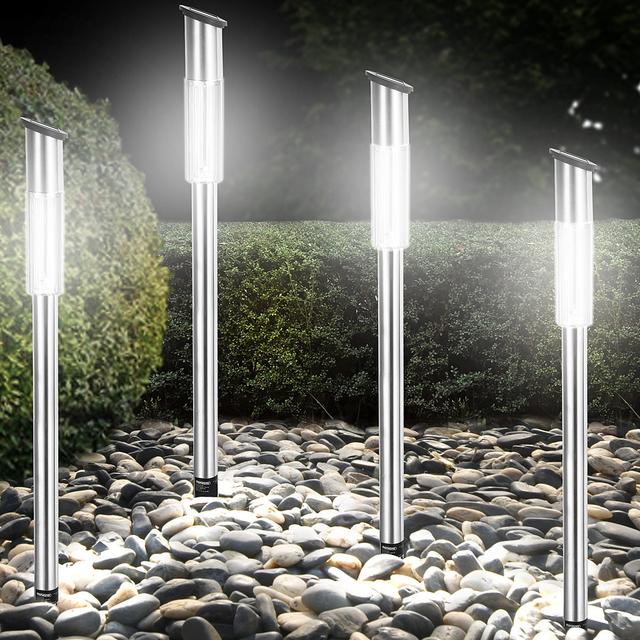 TEMU MONZANA® Lámpara Solar para Exterior, Juego de 4, LED Resistente a , Sensor de , Estaca , Acero Inoxidable, Luz Solar para Jardín, Luz Exterior, Decoración de