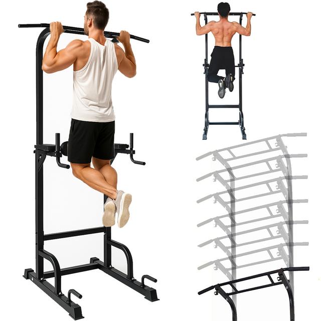 TEMU Bakaji Pull-up Bar For Fitness, Calisthenics, , Tower With Bar For Training Dips, Abs, Dip Station, Home Sports Equipment, Gym