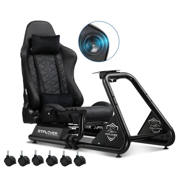 TEMU Simulateur de Conduite, Siège de Simulation pour PC avec Haut-Parleurs, Support pour Volant et Pédalier