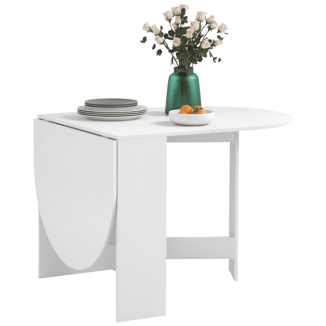 TEMU Homcom Folding Dining Table, Oval Folding Kitchen Table For Up To 6 People, For Small Spaces, Dining Room, White