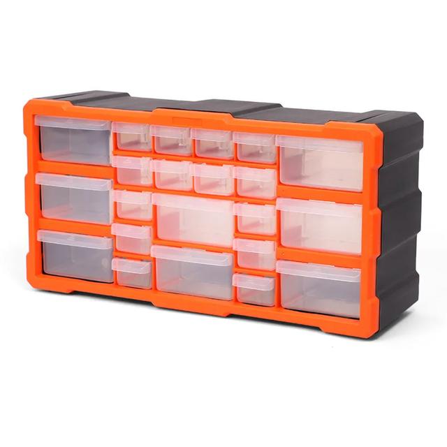 TEMU & Brown 22 Drawer Organiser For Diy Tool Bits Plastic Storage Units - Workshop Screws And Small Parts Cabinet Or Office Stationary Craft Box Black/orange