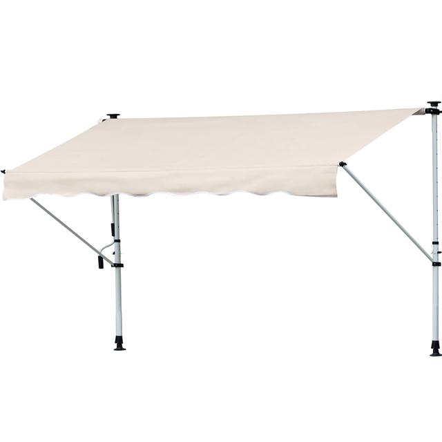 TEMU Manual Retractable Awning 4x1, 2 Patio Awning Roll-up Adjustable Height With Crank 170-280 Cm No Drill For Balcony Garden Beige