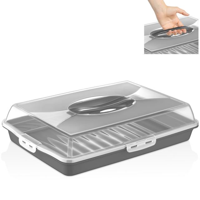 TEMU Rectangular Cake Transport Box With Lid And Handle | Cake Storage Container | Bpa-free Cake Carrier | Serving Tray | Cake Box With Lid