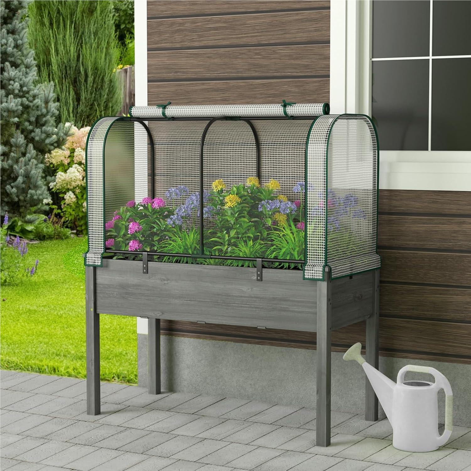 TEMU Mini 118 X 55 X 60 Cm, Greenhouse With Waterproof And Sun-protective Pe Cover, Rust-resistant Metal Structure And Hinged Roll-up Door, White