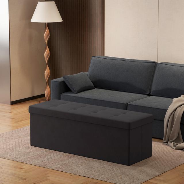 TEMU Puff Almacenaje, 38 x 110 x 38 cm, Taburete Reposapiés, Soporta 300 kg, para , Dormitorio