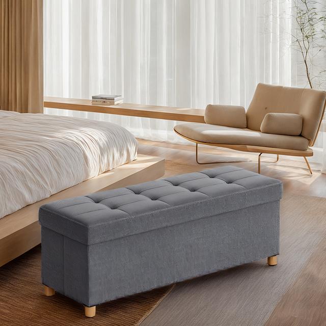 TEMU Banc de Rangement, -pieds Pliable, avec Pieds, 38 x 110 x 40 cm, Bout de lit, pour Salon, Chambre, Entrée