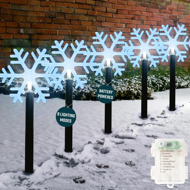 TEMU Globrite 5 Pack Garden Christmas Pathway Lights – Led Outdoor Christmas Lights, Battery Powered 39cm Stakes - Ip44 Waterproof Christmas Decorations & Ornaments For Garden &