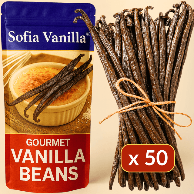 TEMU 50 Premium Vanilla Pods • Grade A Quality Vanilla • Soft And Fleshy Pods • Ideal For Baking And Cooking • Resealable Bag - Long-lasting Preservation • Prestige Selection Sofia Vanilla