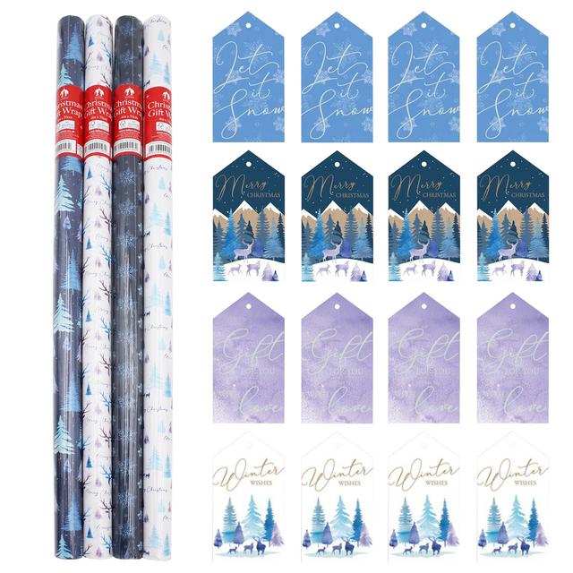 TEMU Christmas Wrapping Paper 16 Metres And 16 Gift Tags - Forest Designs