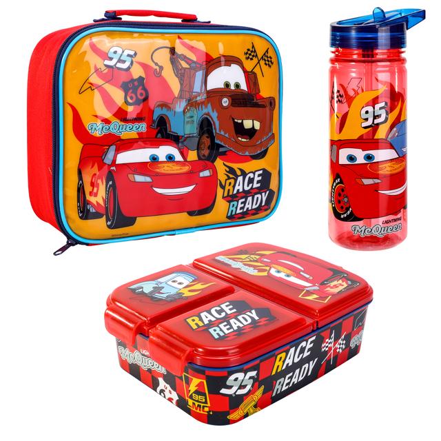 TEMU Cars Kids Childrens Lunch Box Set – Insulated Lunch Bag, Multicompartment Lunch Box & 580ml Water Bottle - Lunch Food Set, Bpa Free