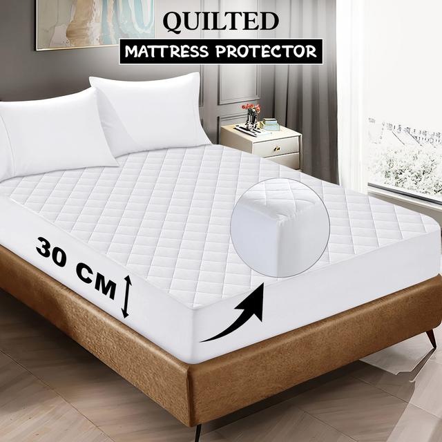 TEMU 1pc Premium Mattress Protector With 30cm Extra Deep Soft, Noiseless & Stain-resistant Fitted Bed Cover For - Breathable, Use, Perfect Mother’s Day Gift