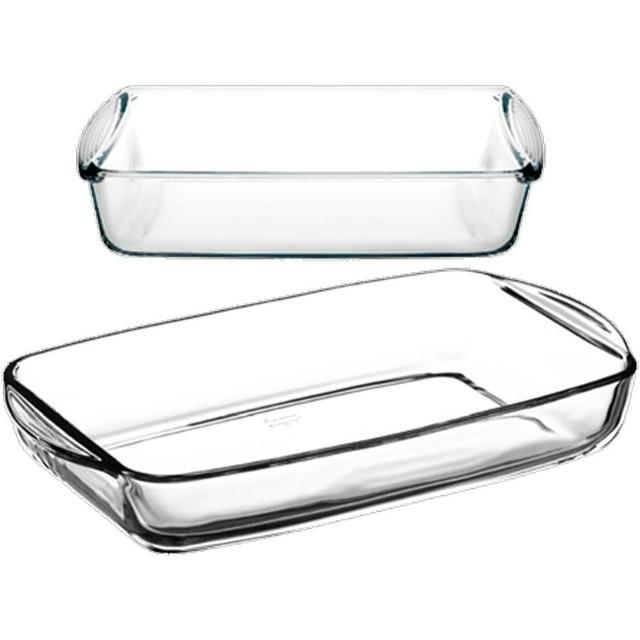 TEMU Lot de 2 plats à four moule de cuisson en verre rectangulaire - Longueur 26 x 15 cm/Longueur 33.6 x 19 cm
