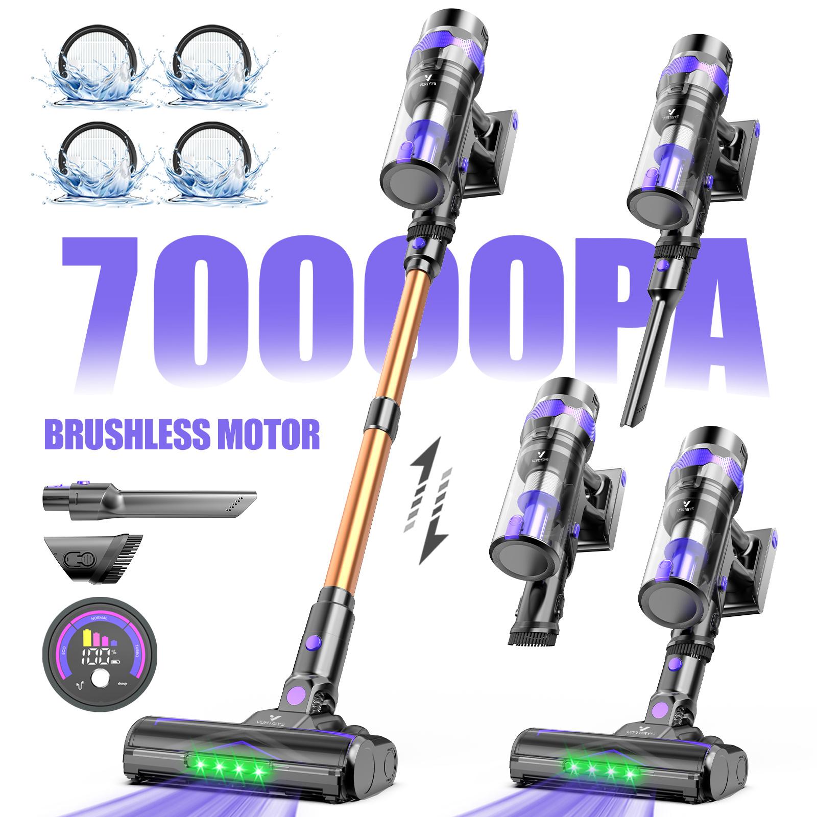 TEMU V2 Cordless Vacuum Cleaner 70kpa/60min, Self-charging With Led Display, Anti- Brush, For Carpets, Hard Floors, And Pet Hair