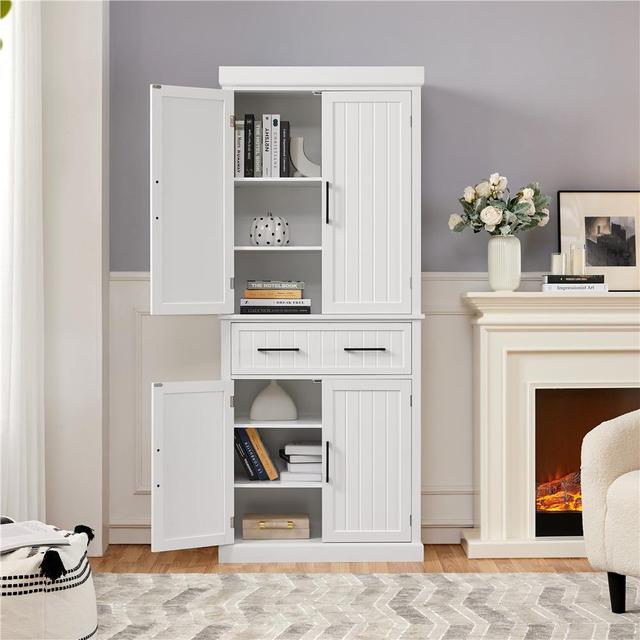 TEMU Costoffs Mobile Dispensa Multiuso in Legno Ripiani Regolabili e 1 183.5 x 76.5 x 40.5 cm Credenza da Cucina Design Armadio da Soggiorno Bagno