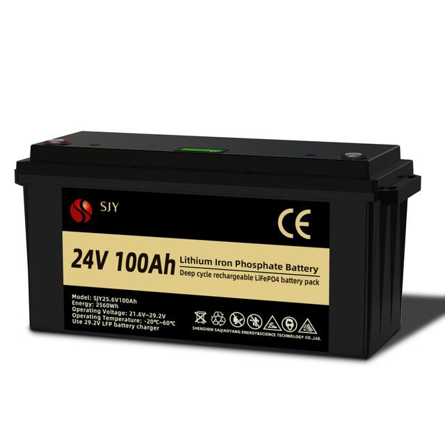 TEMU SJY 24V 100Ah Lithium-IJzerfosfaat (LiFePO4) Accu - Duurzame Oplaadbare LiFePO4 voor Zonnepanelen, Kampeerspullen & Off-Grid Toepassingen
