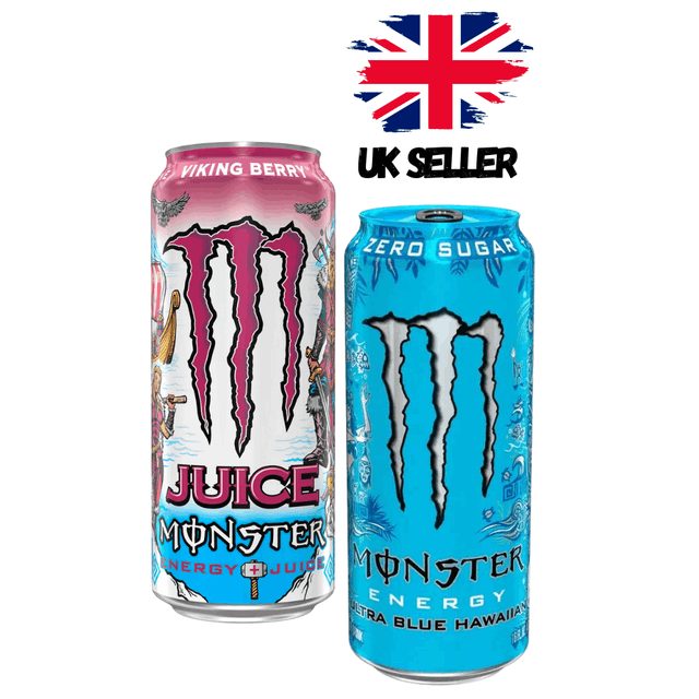 TEMU Monster Energy Viking Berry + Monster Ultra Blue Hawaiian Drinks Bundle (1 Of Each Flavour) (473ml)