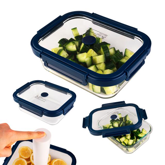 TEMU Vacuum Sealed Glass Food Storage Container For Lunch, Desserts, Cakes, And – Airtight Lunchbox For Picnics, Office, Work, And School