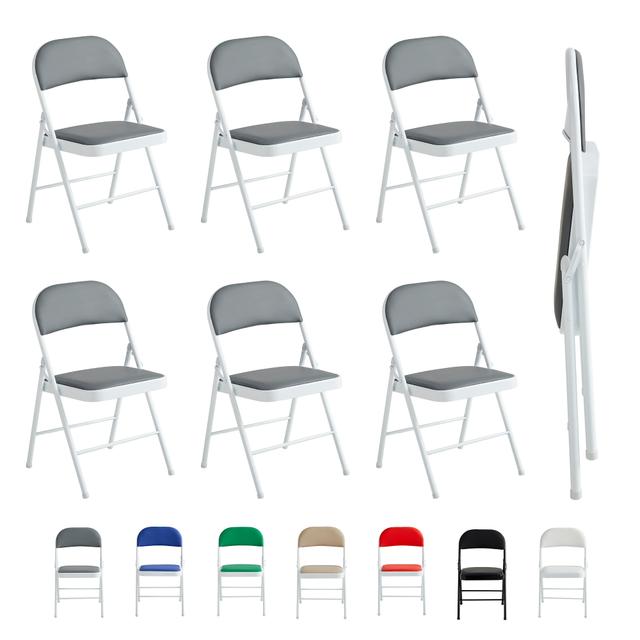 TEMU 6-piece Set Of Leather Folding Chairs With Metal Frame And Padded Seat, Easy To Fold And Store For Home, Office, Dining Room, And Reception