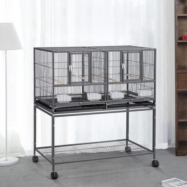 TEMU Bird Cages With Stand And Divider Aviary In Metal Cage For Calopsita And 95.5x45.5x105 Cm