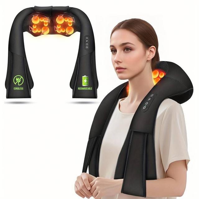 TEMU Shiatsu Neck And Back Massager, Deep Tissue 3d Kneading Portable Shiatsu Pillow For Neck, Back, Shoulder, Foot & Leg Tension, Home/car/office Use – Suitable For Must-have Relaxation Gift