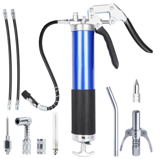 TEMU Manual Grease Gun, Manual High Pressure Pistol Grease Gun, Hardware Tools, Accessories Set, Labor Saving, Blue