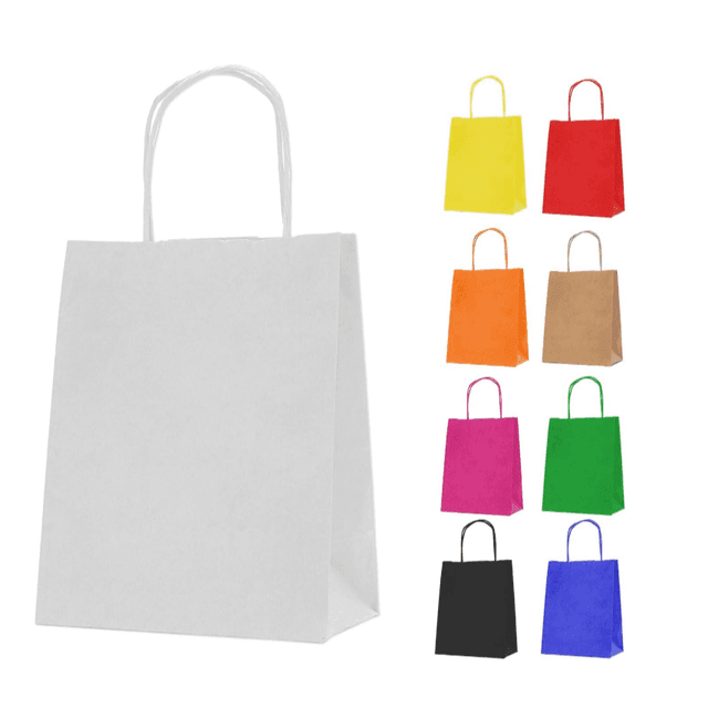 TEMU Merrimen 30 Paper Bags For Gifts, Food & Sweets | Strong Carrier Bags With Twisted Handles | Ideal Goody Bag For Kid Parties, Christmas, Wedding, Hen Do – 18 X 22 X 8cm