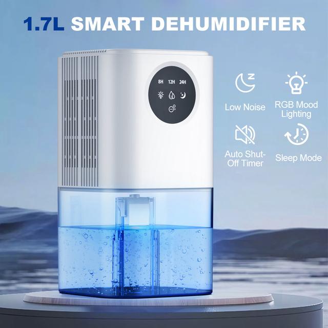 TEMU Dehumidifiers For Home, 1.7l Dehumidifiers For Bedroom Quiet & Portable Dehumidifier For Bathroom, Timer, , 7 Lights Dehumidifierfor Bathroom Bedroom Wardrobe