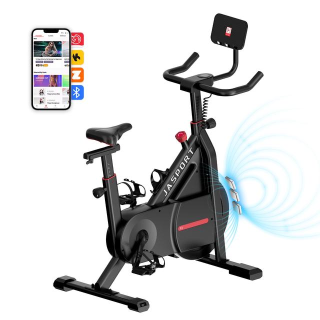 TEMU JASPORT C3 Heimtrainer Fahrrad, Leises Indoor Fitnessbike mit Magnetischem Widerstand, LED Display, Training, Belastbar bis 120 kg App mit Video--Trainingskursen