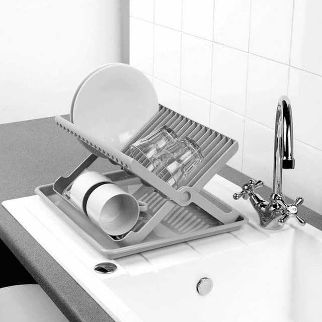 TEMU Escurridor con Bandeja, Escurridor de Plástico Resistente para Cocina, Compacto, Gran Capacidad, 37 x 33 x 21 cm - Dekohome