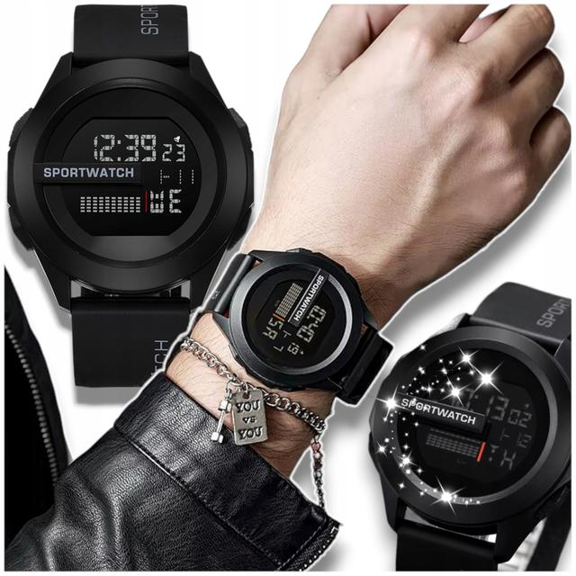 TEMU Men's Sports Smartwatch Military Black Electronic Watch As A Pedometer Meter Multi-functional Menu For Men Sports Accessories