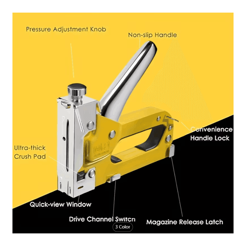 TEMU Interior Decoration 3-in-1 Stapler Heavy Duty, With 600 , Manual Coded Stapler Power-adjustable Stapler, Suitable For Wood, Interior Decor, Woodworking, Decorative Diy Stapler