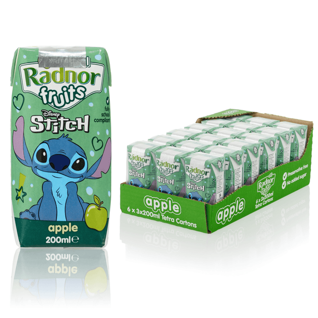 TEMU Radnor Fruits Drink, 18 X 200ml Tetra Pak | 50% Real Fruit Juice & 50% Spring Water | No Added Sugar | Stitch Edition | Allergen Free