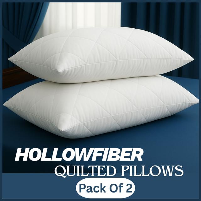 TEMU Quilted Pillows Pack Of 2 Hotel Quality Bounce Back Deep Filled Soft And Breathable Pillows 29 X 19''