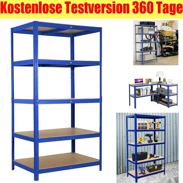 TEMU 5-Etagen Garagenregal Schwerlastregal Blau Schraubenloses Regal, Lagerregal, Stehregal, Stecksystem Montage 980 kg Tragkraft pro Regal Küche Werkstatt Schuppen Büro Lagerregal