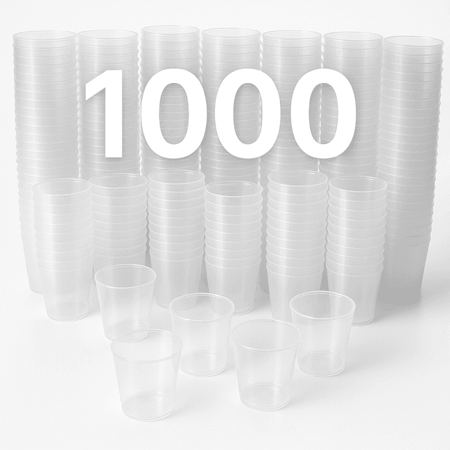 TEMU Pack 1000 vasos plástico 35ml - Polipropileno - Pack ecónomico Reutilizable. rompen. Libre de BPA
