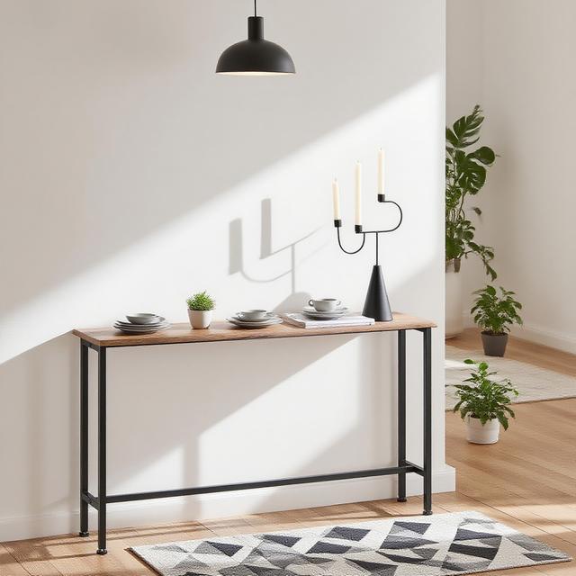 TEMU 1 pieza Mesa Consola Delgada, Mesa Auxiliar, Mesa al del Sofá, Mesa de Entrada, y de Hierro, para Salón, Entrada, Pasillo, Industrial, L120xP20xH65 cm - GTC30-O
