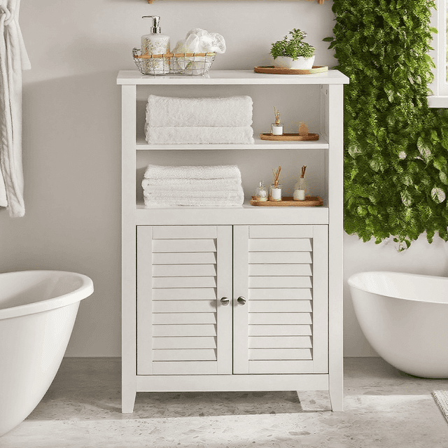 TEMU 1pc Bathroom Cabinet â Slim Bathroom Storage Unit With Shelves And Doors, Wooden Dresser For Hallway And Living Room, Space Saver, White, 60 X 90 X - Cas24-x