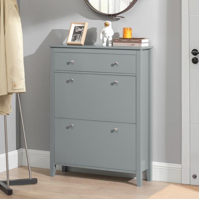 TEMU 1pc Mobile Shoe Rack With Door And Drawer – Shoe Cabinet With Shoe Organization Grey 80x25x108 Cm, Large Capacity, - Gts00-ih