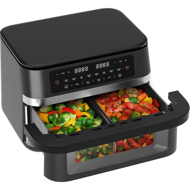 TEMU Hot Air Fryer 11l Air Fryer Xxl Lr-100a, 2950w 200℃ Air Fryer With 2 Flexible Zones, Removable Partition And Interior Lighting Included, Function, Transparent Window, ,