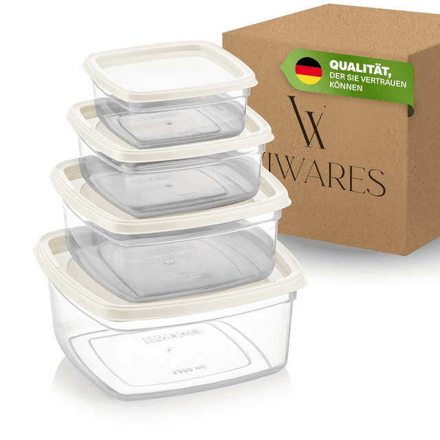 TEMU Viwares Fresh Storage Cans Set, 4x Storage Containers With Lids, Bpa-free, Stackable Storage Boxes For Food, – 275ml, 500ml, 850ml, 1350ml – Airtight, Dishwasher Safe