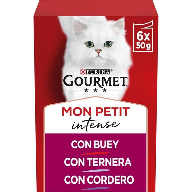 TEMU GOURMET Mon Petit, Comida Húmeda para Gato Adulto, Trocitos en Salsa, Surtido de , Ternera y , 8 Packs de 6 Sobres de . (48 sobres)