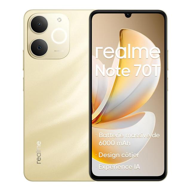 TEMU Smartphone Realme Note70T Desbloqueado - Batería Masiva de 6000mAh, Pantalla Ultra de 90Hz, 4+256, -Core, Ultra Delgado de 7.94mm, Ultra Volumen 300%, Sin Cargador, Cámara IA de 13MP (: RMX5313)