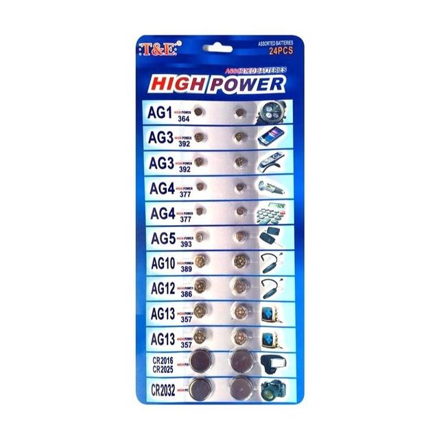 TEMU Button Cell Battery Set Of 24 Pieces - Ag1, Ag13, Cr2034