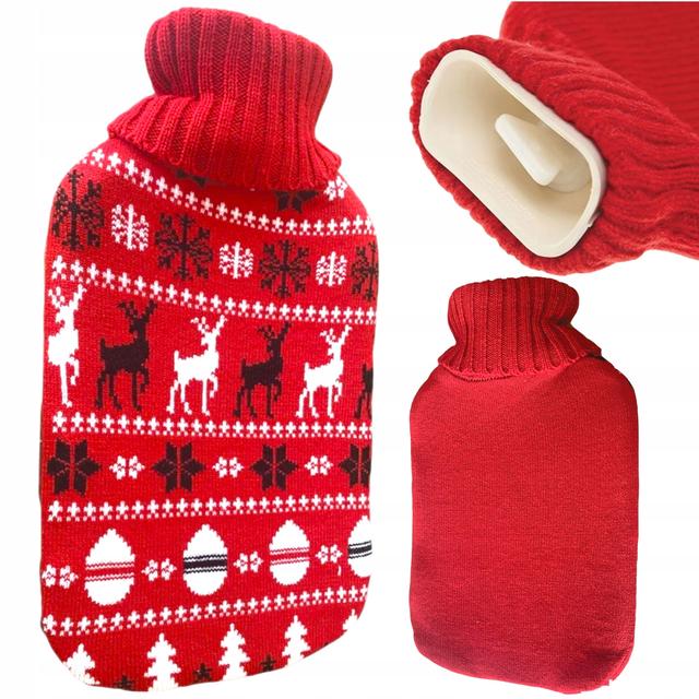 TEMU Large Rubber Hot Water Bottle In A Plush Sweater Cover, 2l