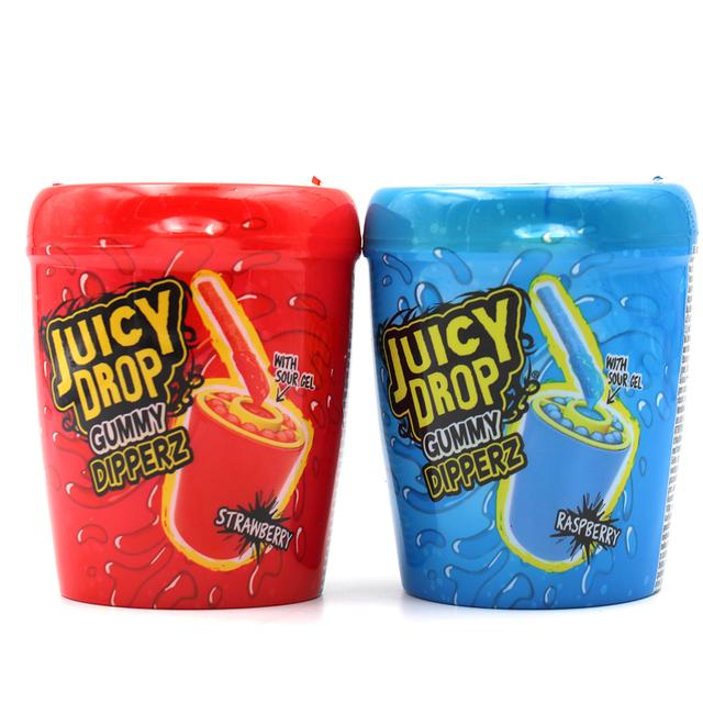 TEMU Juicy Drop Gummy Dipperz 96 g | Weiche Gummistreifen mit Sour-Gel – interaktiver Genuss in zufälliger Sorte